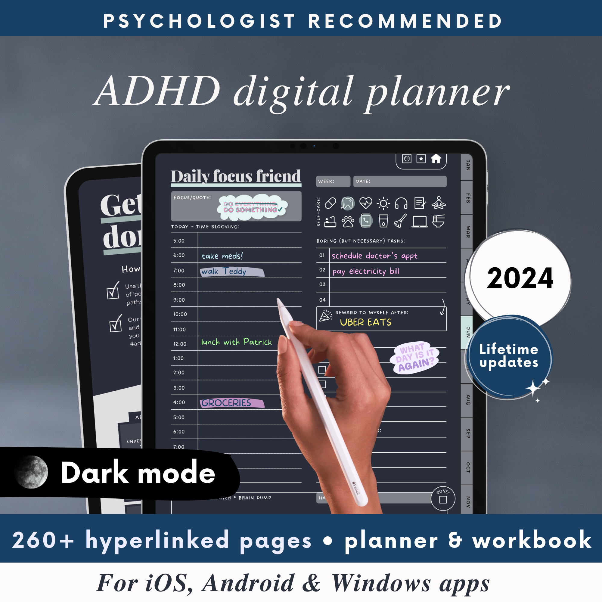 Digital Shadow Work Journal- Dark Mode  Mental Health Journal For  Goodnotes And Notability – Pink Berry Digital