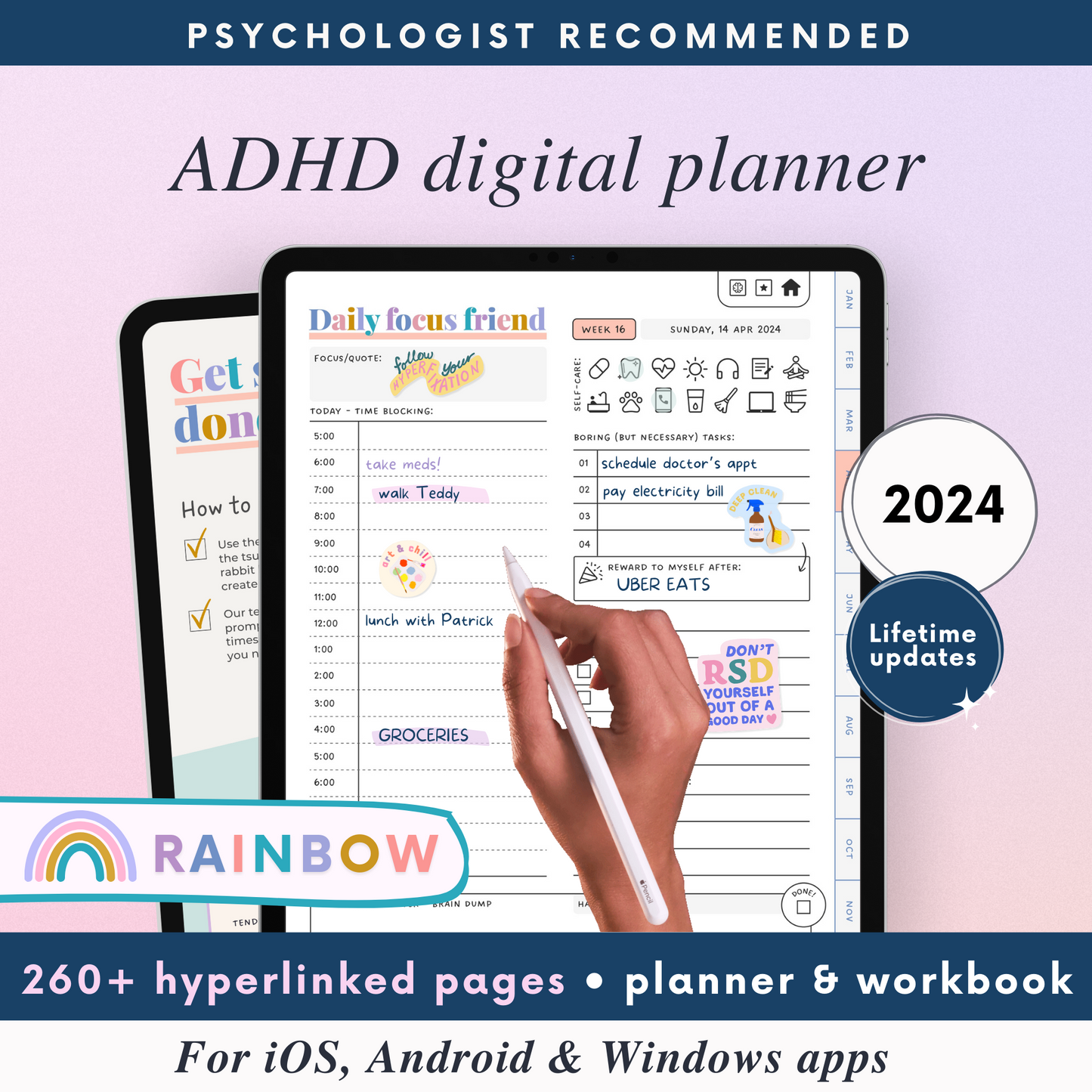 Digital ADHD Planner - Lifetime Updates - RAINBOW