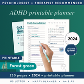FOREST GREEN Printable ADHD Planner & Journal