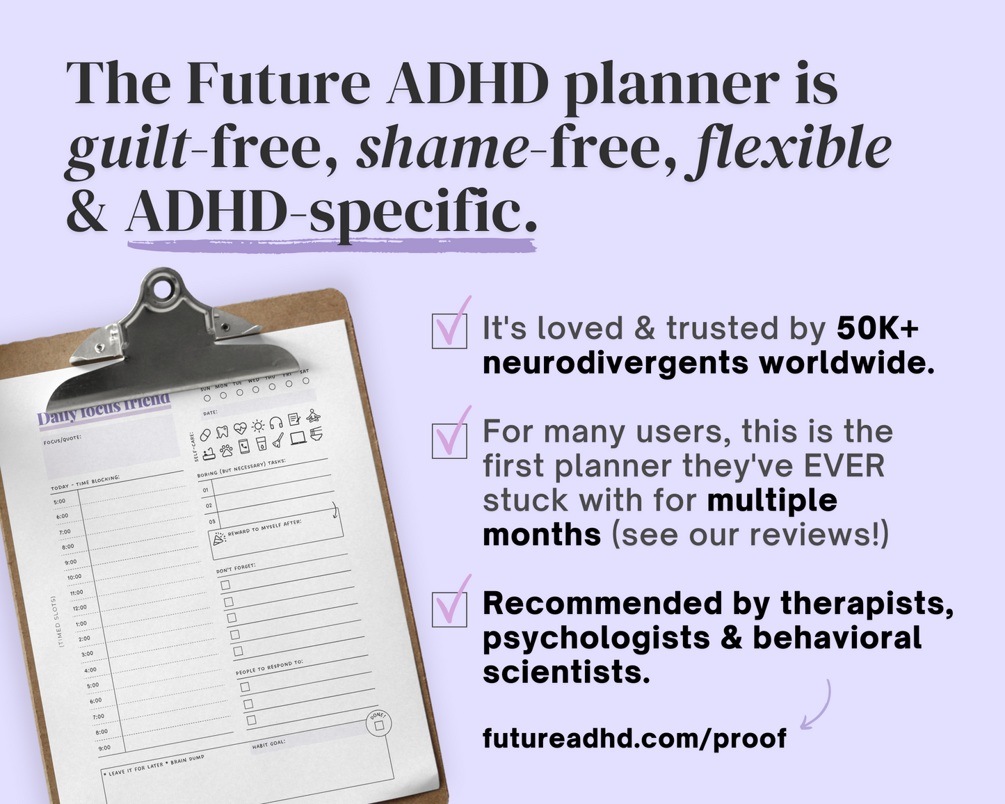 LAVENDER PRINTABLE - ADHD Planner, Self Care & Habits Workbook & Journal