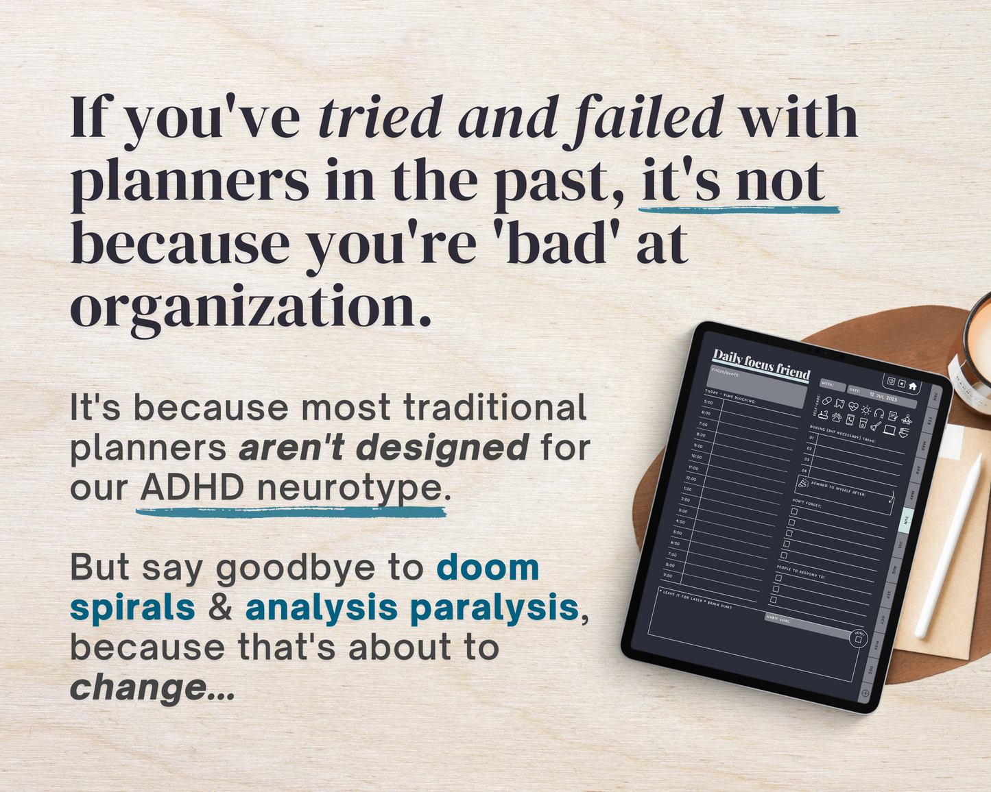 DARK MODE - ADHD Digital Planner for iPad & Android tablets