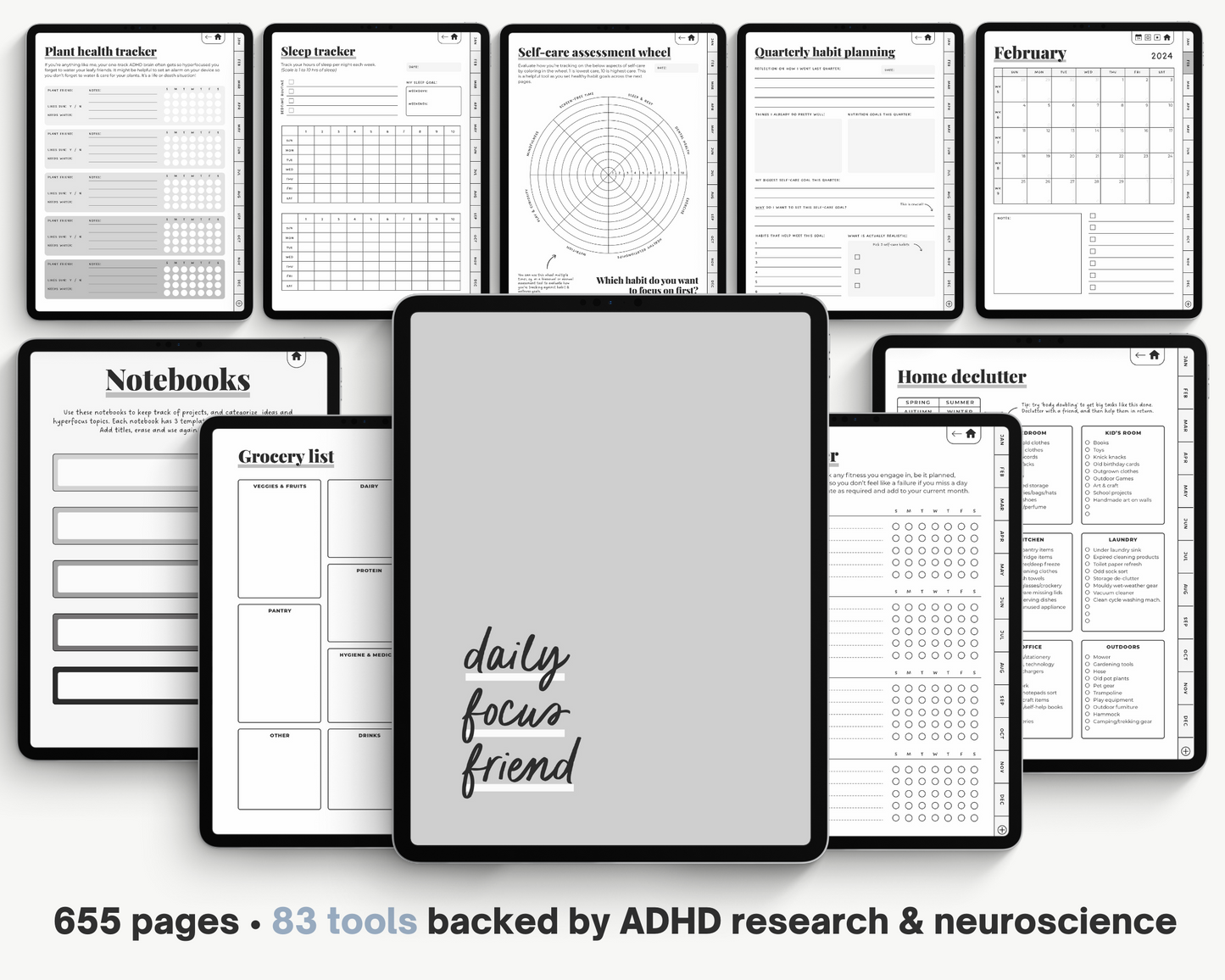 MONOCHROME - ADHD Digital Planner for iPad & Android tablets