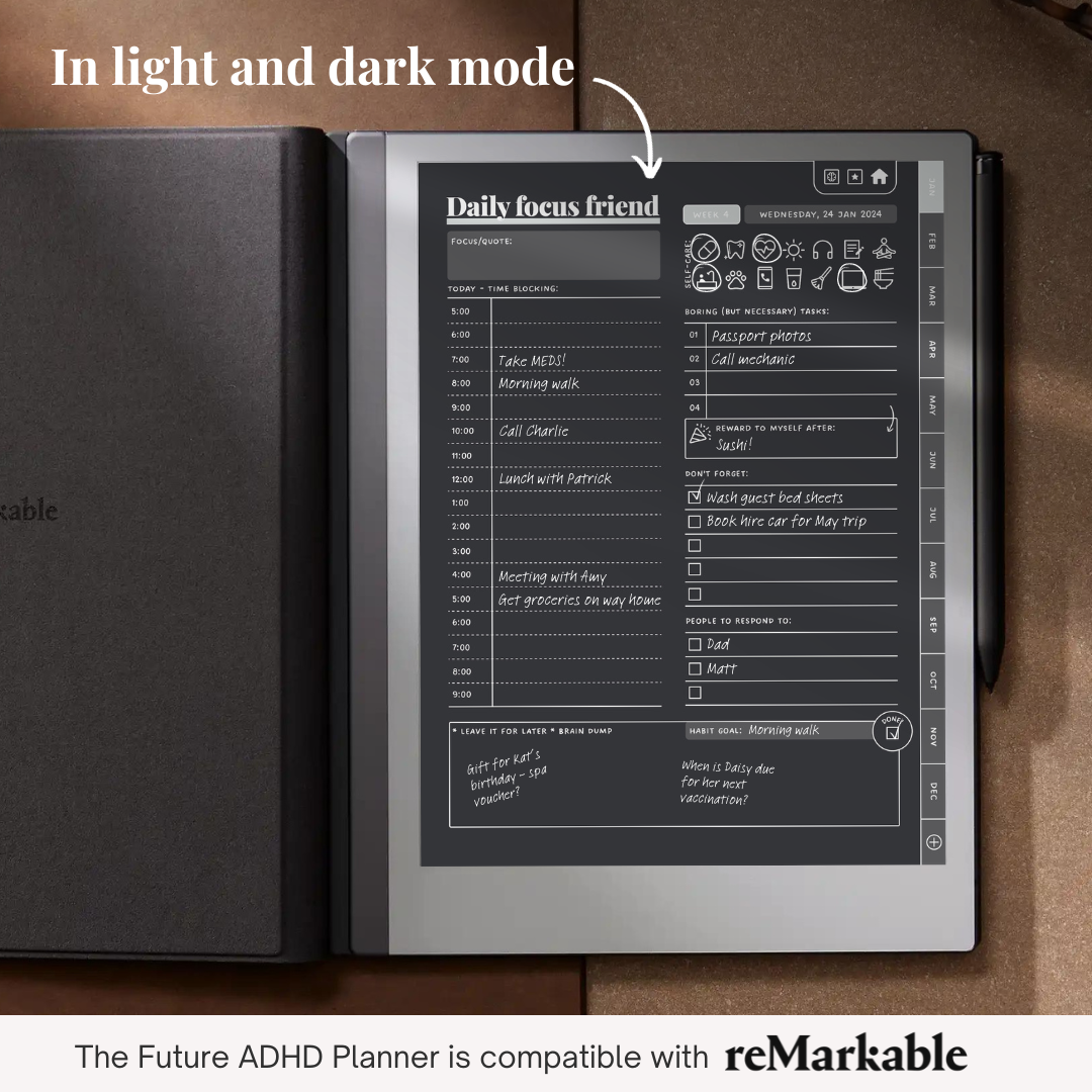 DARK MODE - ADHD Digital Planner for iPad & Android tablets