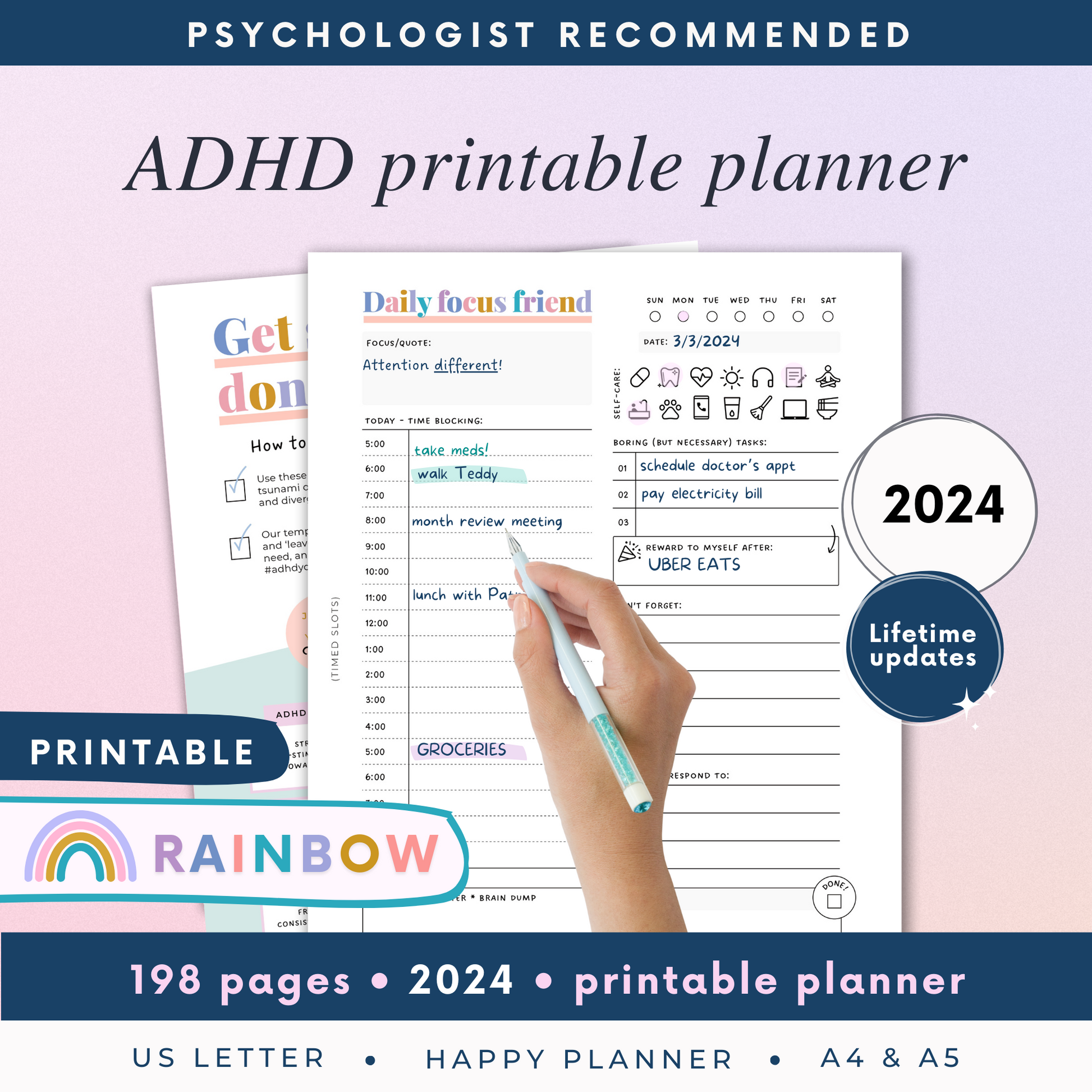 Rainbow Printable ADHD Planner & Journal